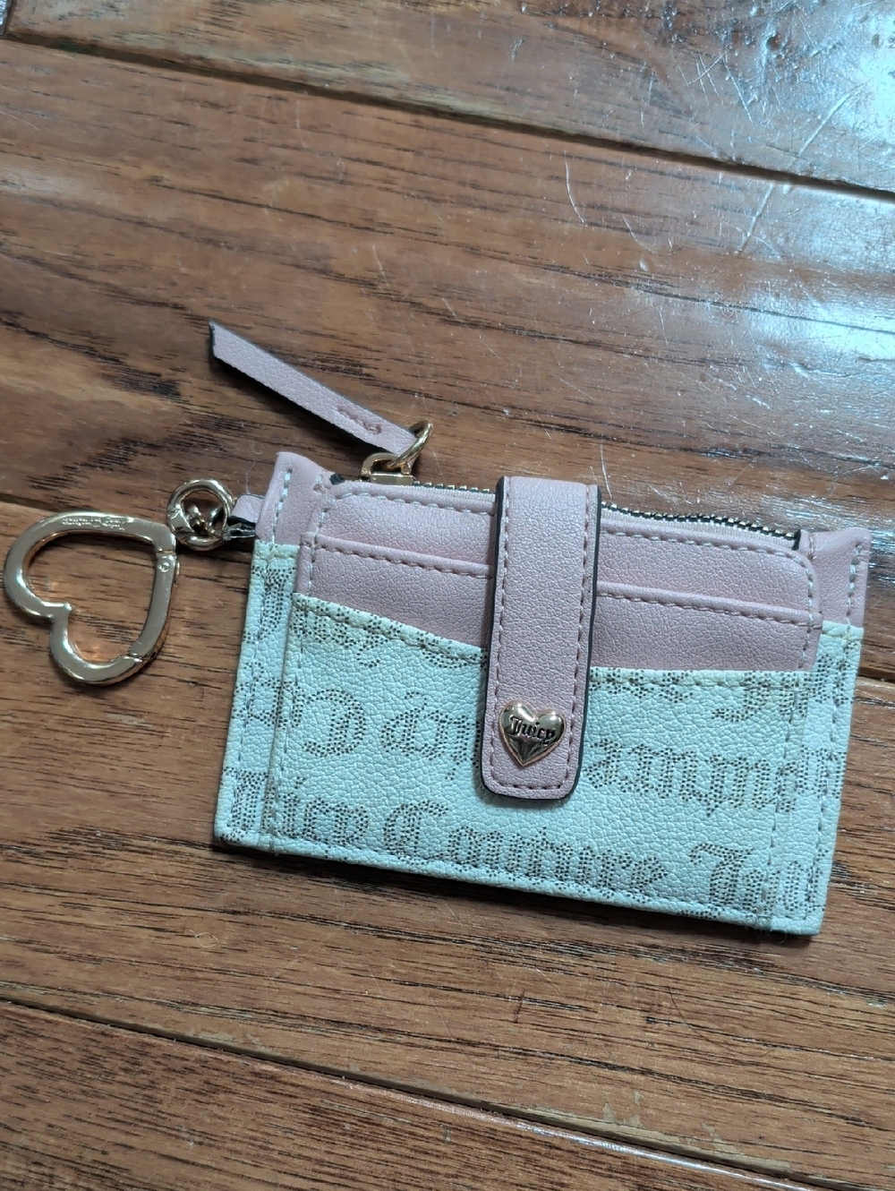 Juicy Couture Spring Fling Tab Pink Logo-Print Card Holder Keychain